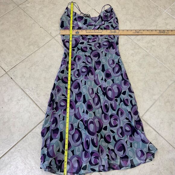 VTG. LAUNDRY Shelli Segal Fairy silk slip Dress Women's 6 purple artsy w pin - Picture 7 of 11